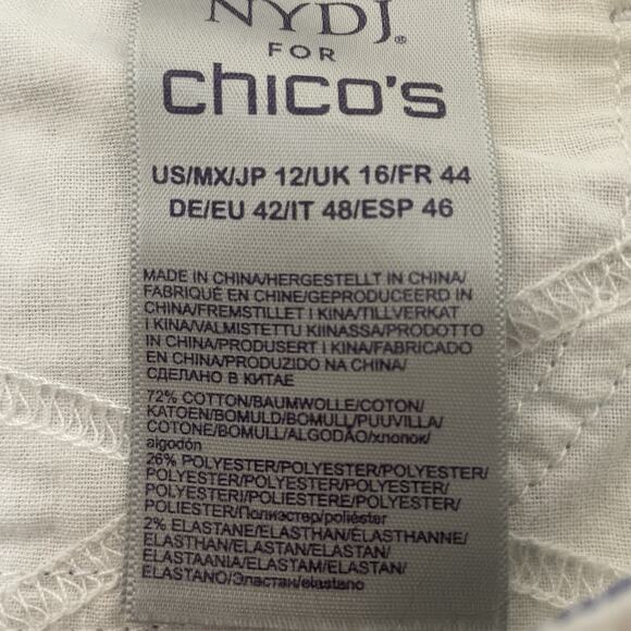 NYDJ for Chicos SLIM CROP Jeans Size 12 White Purple Paisley Lift Tuck Slimming - Picture 9 of 11